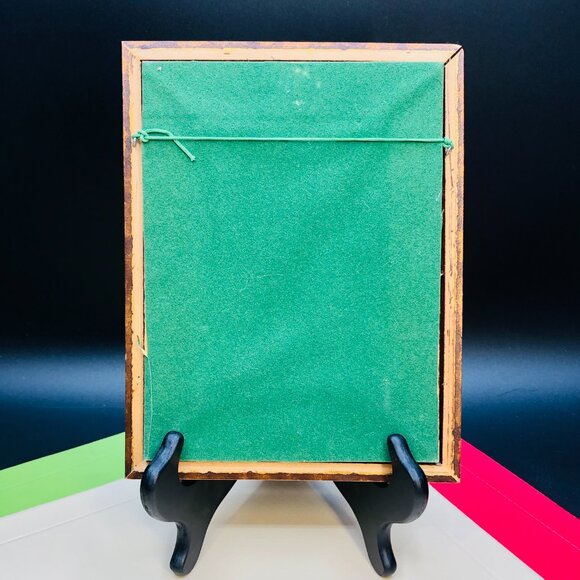 Vintage 70s Hand-stitched Needlepoint Flower Botanical Wall Hanging: Wood Frame - Picture 7 of 10